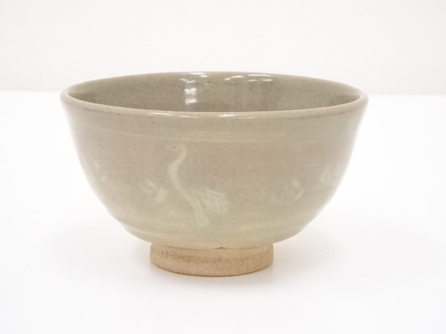 JAPANESE TEA CEREMONY / TEA BOWL CHAWAN / CRANE WITH CLOUD